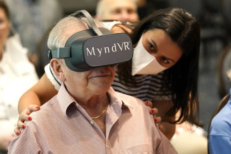 A senior citizen benefiting from VR