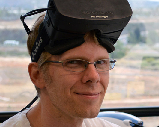 Carmack with an early Oculus prototype.