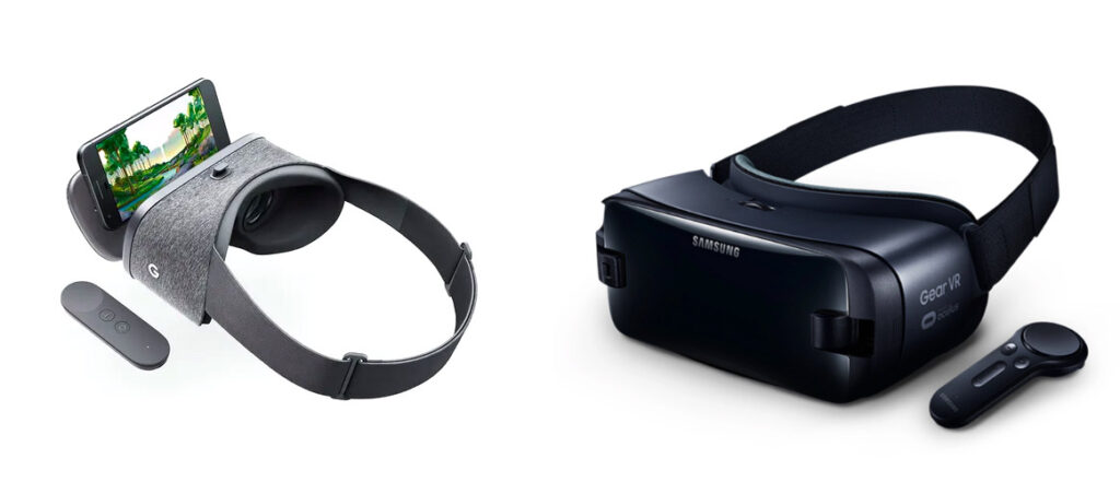Google Daydream and Samsung Gear VR headsets